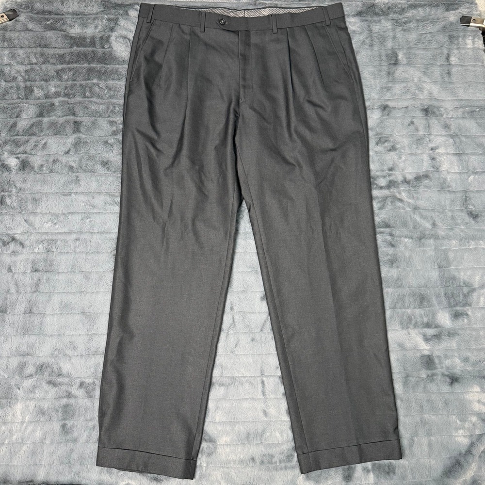 Lauren Ralph Lauren Mens 40x32 Pleated Dress Pants Charcoal Gray Cuffed Washable
